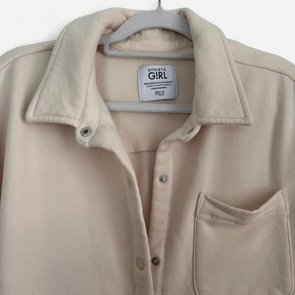 Athleta Girl RetroActive Oversized Shacket Cream Neutral Streetwear sz 16 - Picture 3 of 8